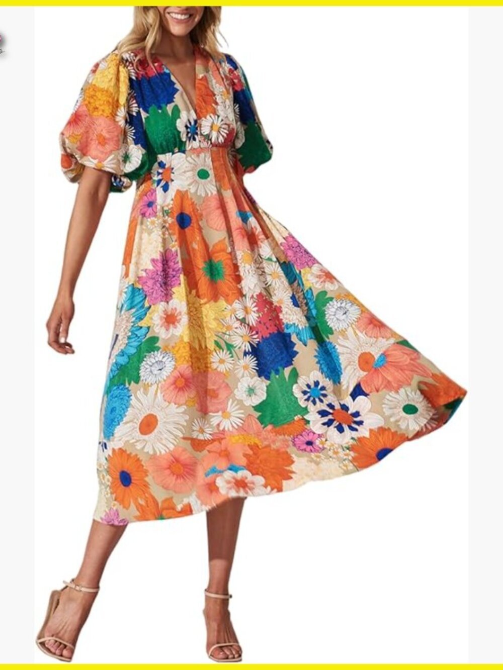 Floral Maxi Dress Elegant A-Line V-Neck Wedding Guest Spring Summer